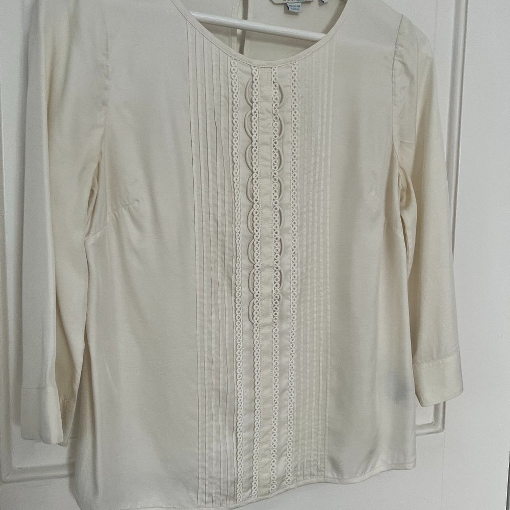 BODEN Viscose & Silk Blouse, ivory, Size 4, Hardly Worn